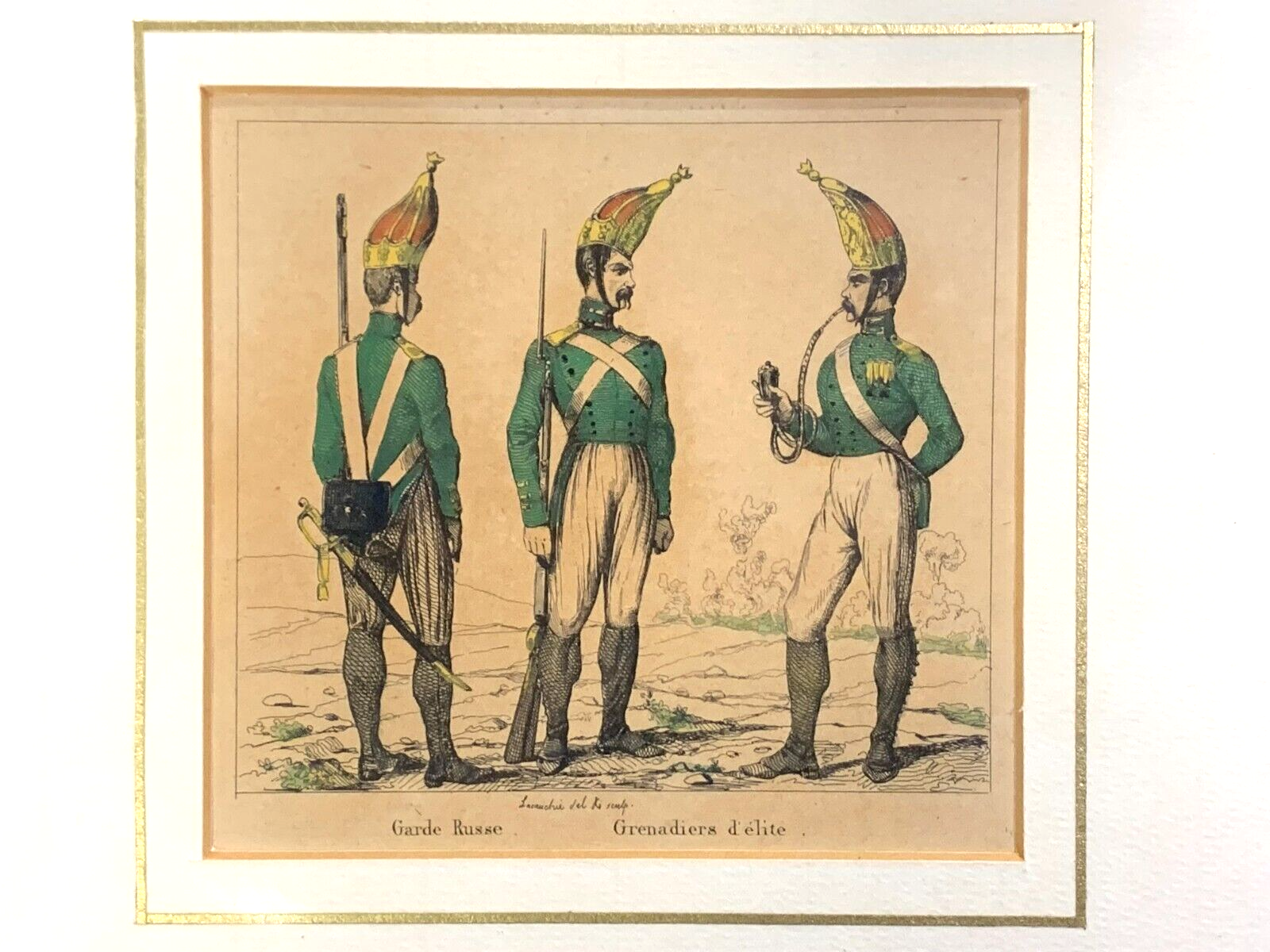 Lacauchie - Stahlstich koloriert - Russische Grenadier Garde - Uniform 18121