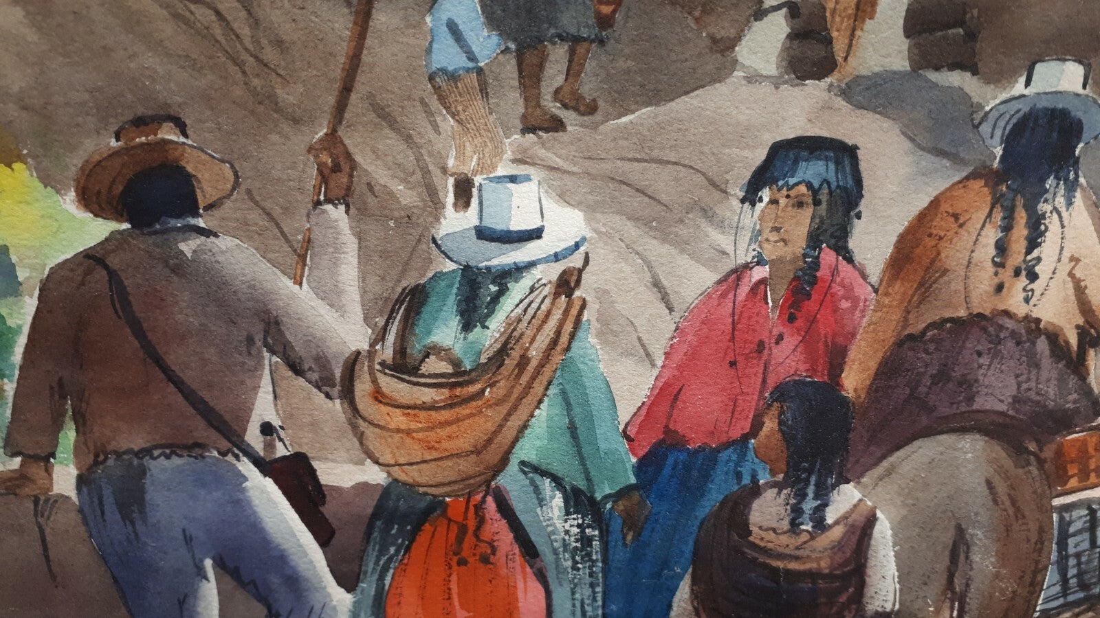 Aquarell - Ecuador/Peru - signiert Chavez - Dorfszene 1972 - gerahmt4