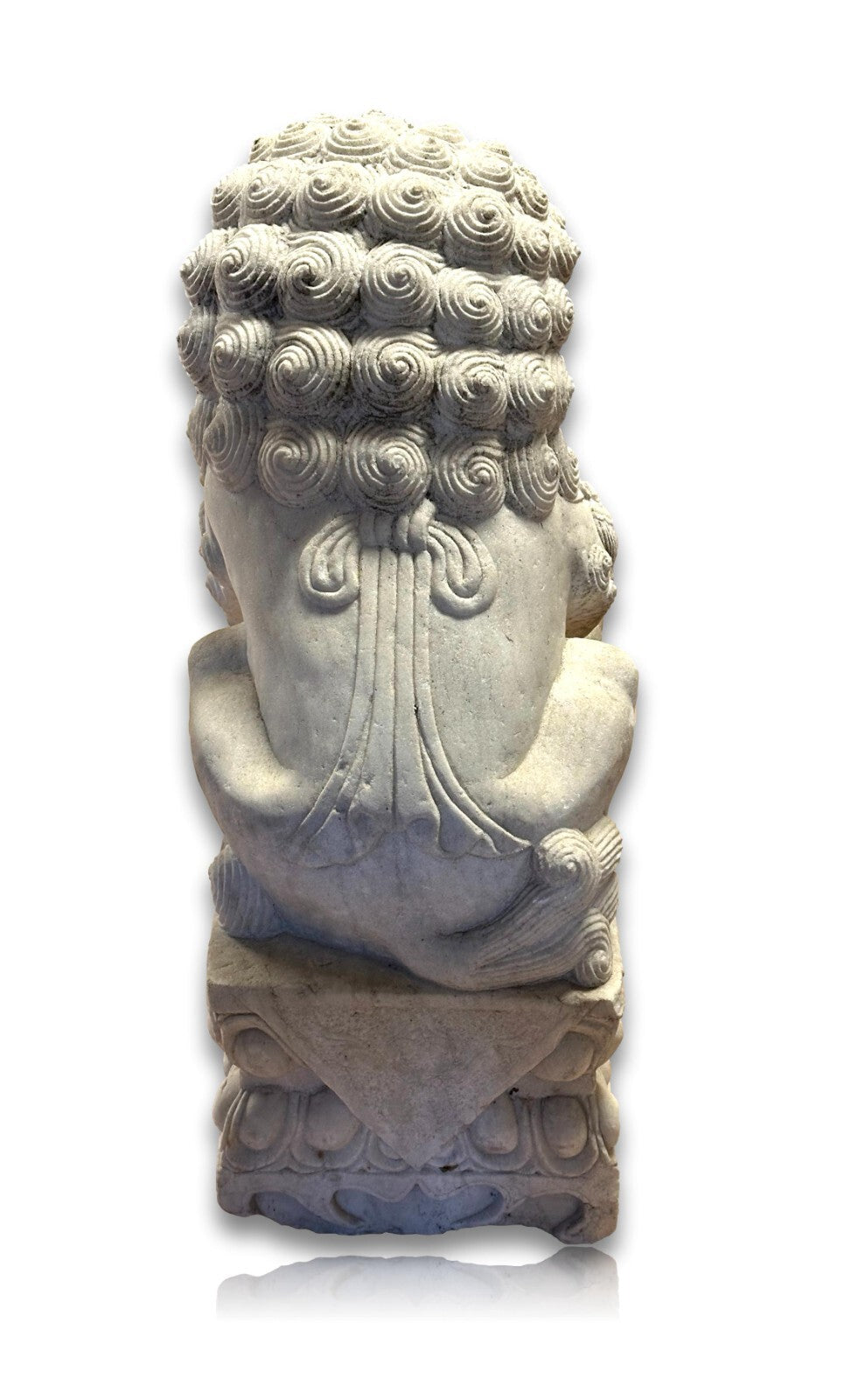 Paar Wächterlöwen - Foo-Hunde Skulptur - China 20. Jhd - weißer Marmor3