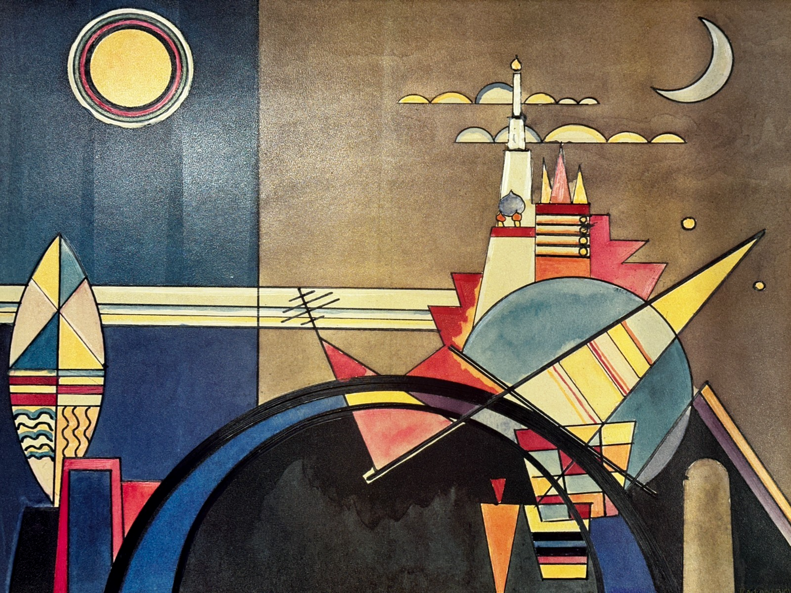 Wassily Kandinsky – La Grande Torre Di Kiev - Öl auf Hartfaser - signiert1