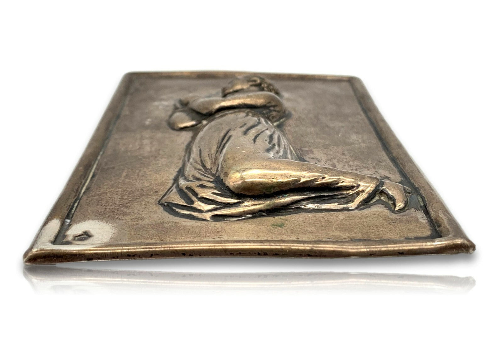 Relieftafel - Wandbild - Silber (säuregeprüft) - Frau kniend beten - punziert6