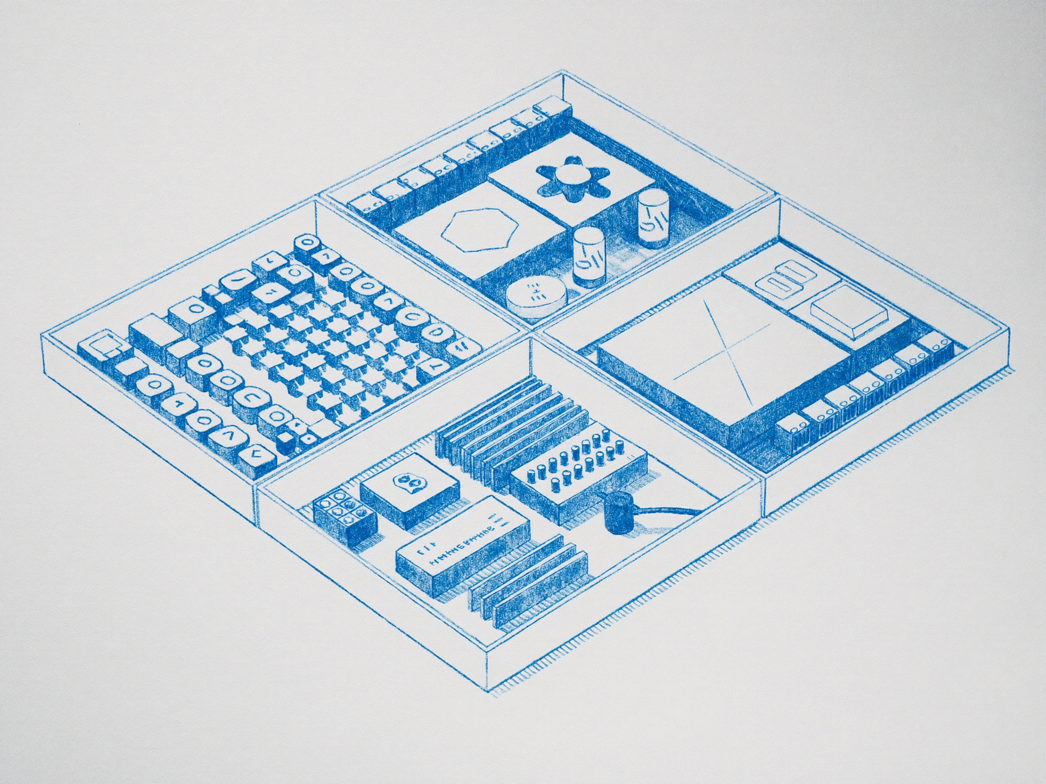 Elektroschrott Entsorgung - Architekturskizze zeigt Recycling und Verwertung von Elektroschrott