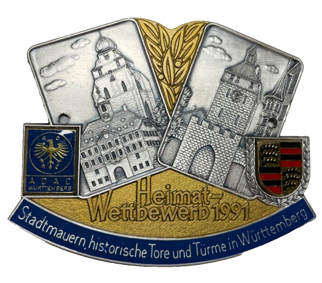 ADAC Heimatwettbewerb 1991 Württemberg Automobil Auto Plakette Car Badge1