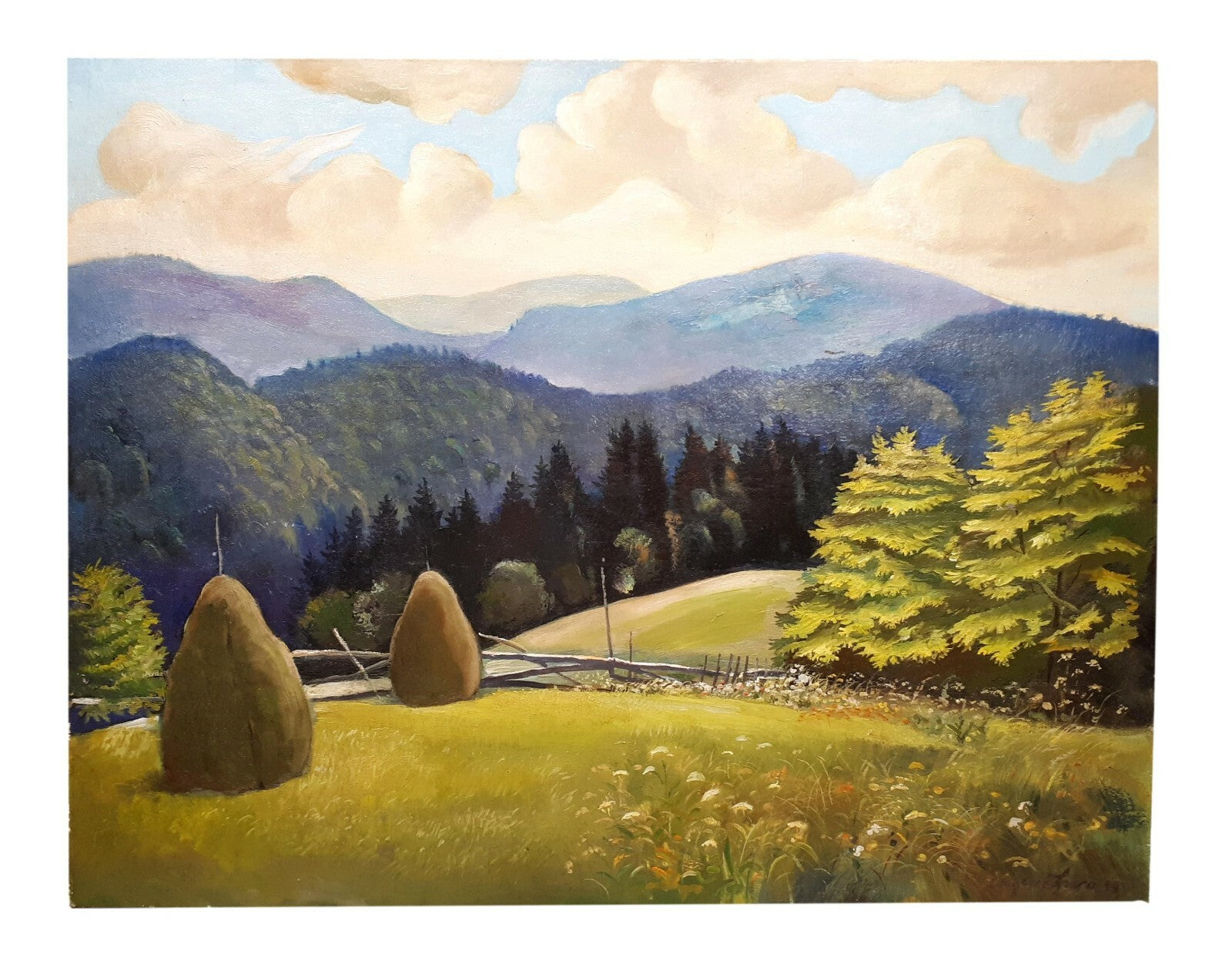 EUGENE SPIRO - Gemälde Öl auf Platte - Süddeutsche Landschaft - signiert 19490