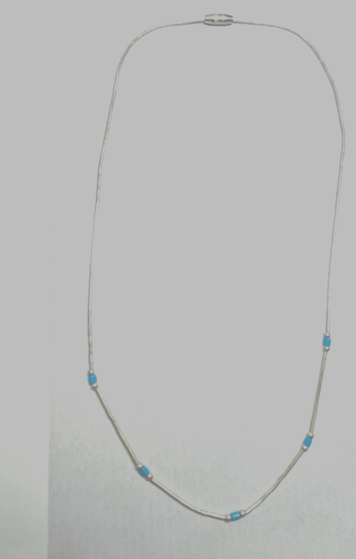 Vintage Zuni indianerschmuck Kette Collier 925 Sterling + Türkis unisex L 41 cm1