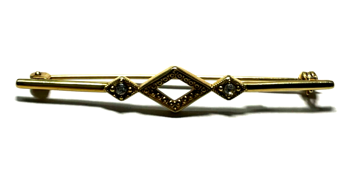 Antik 585 Gold 14 K Gold Brosche Nadel Stabbrosche 2 Altschliff Diamanten L 5,58