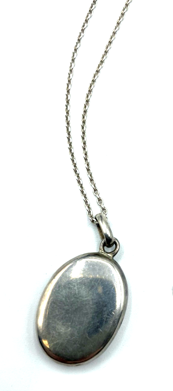 Vintage 925 Silber Medaillon + 56cm Sterling Gliederkette top gepflegt ziseliert4