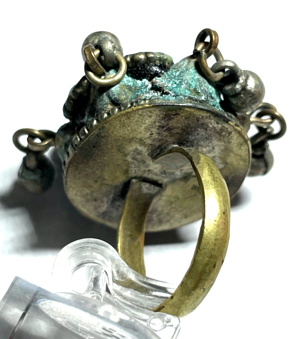 Antik Berber Schmuck prächtiger Ring Handarbeit Achat Türkis Patina Ø 17mm RG 546