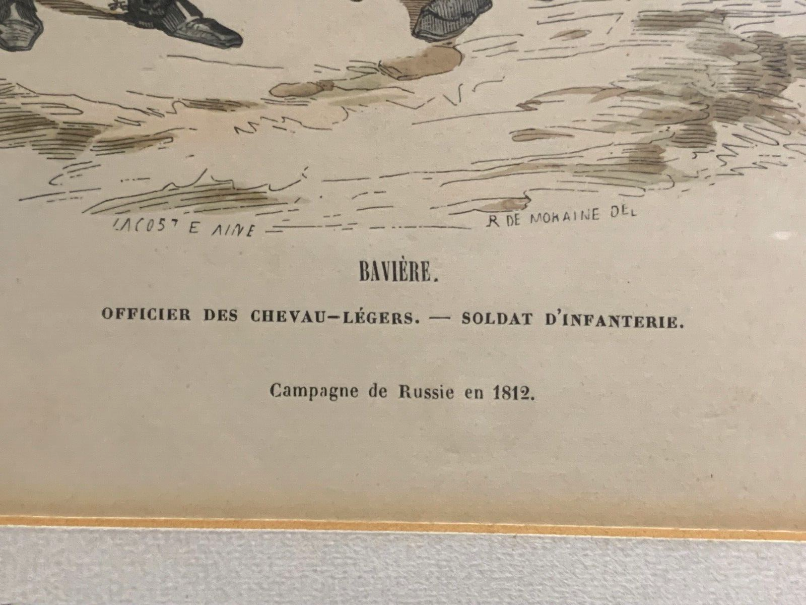 René Louis DEMORAINE - Stahlstich koloriert - Preußische Infanterie Uniform 18127