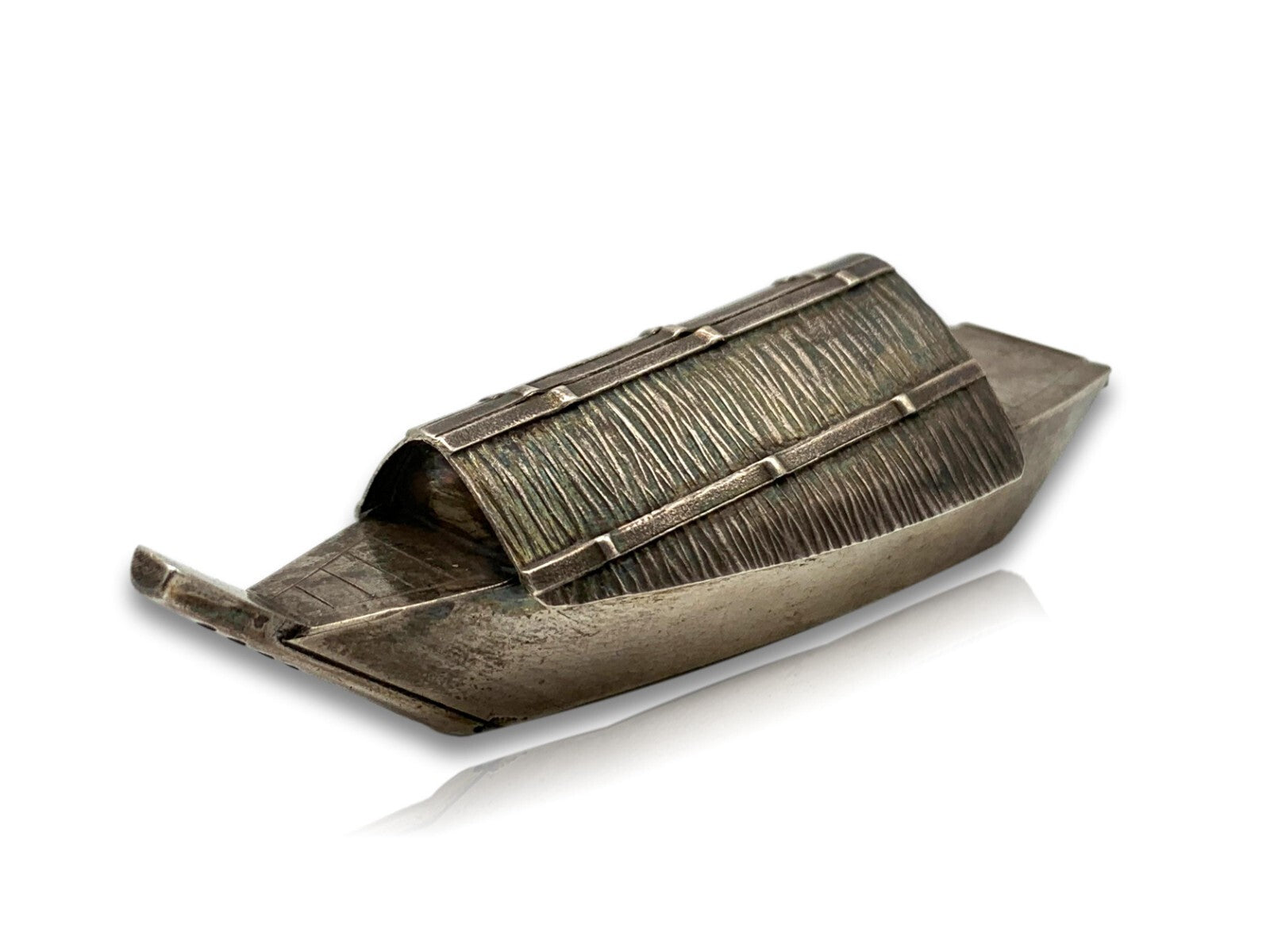 Miniatur Sampan Boot Gondel - 950er Sterling Silber - Salzstreuer - Handarbeit0