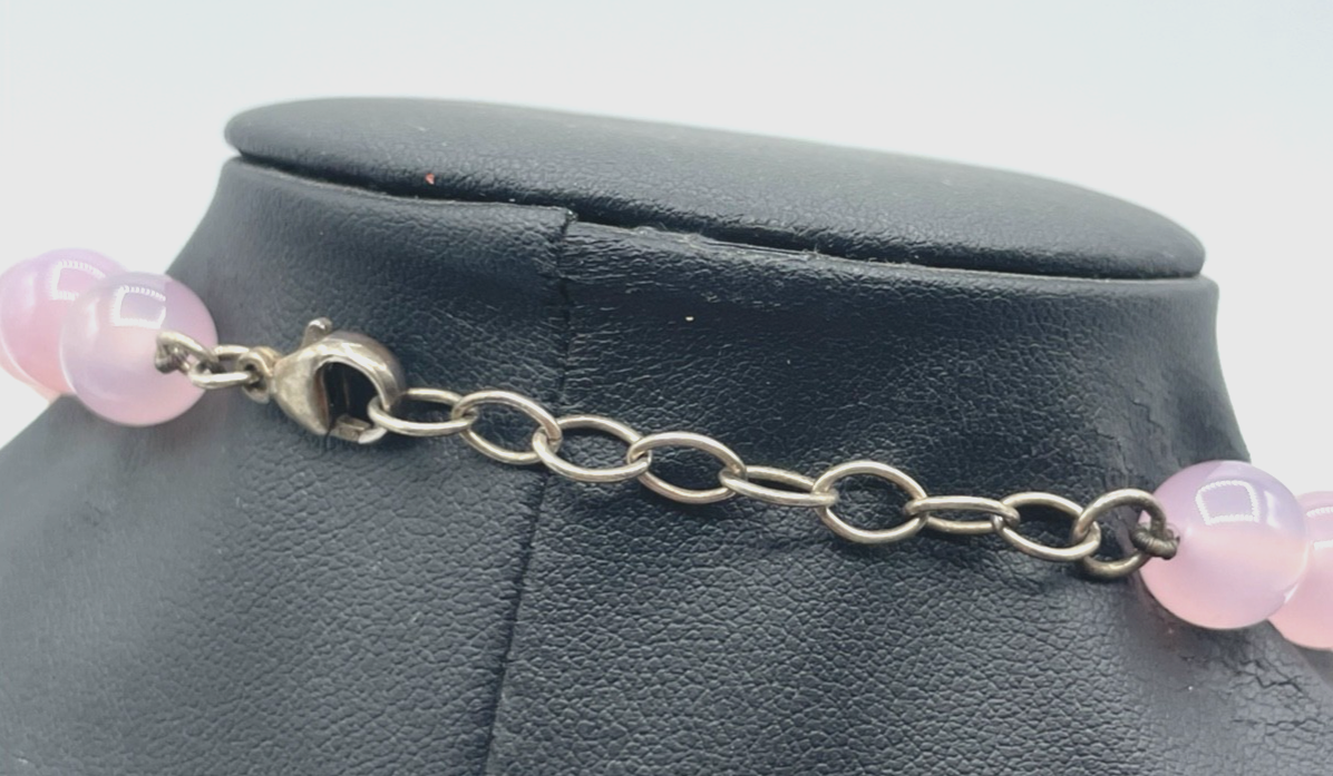 AAA Qualität Rosenquarz Kugelkette mit 925 Silber Karabiner Ø 10 mm L 44 + 4 cm3