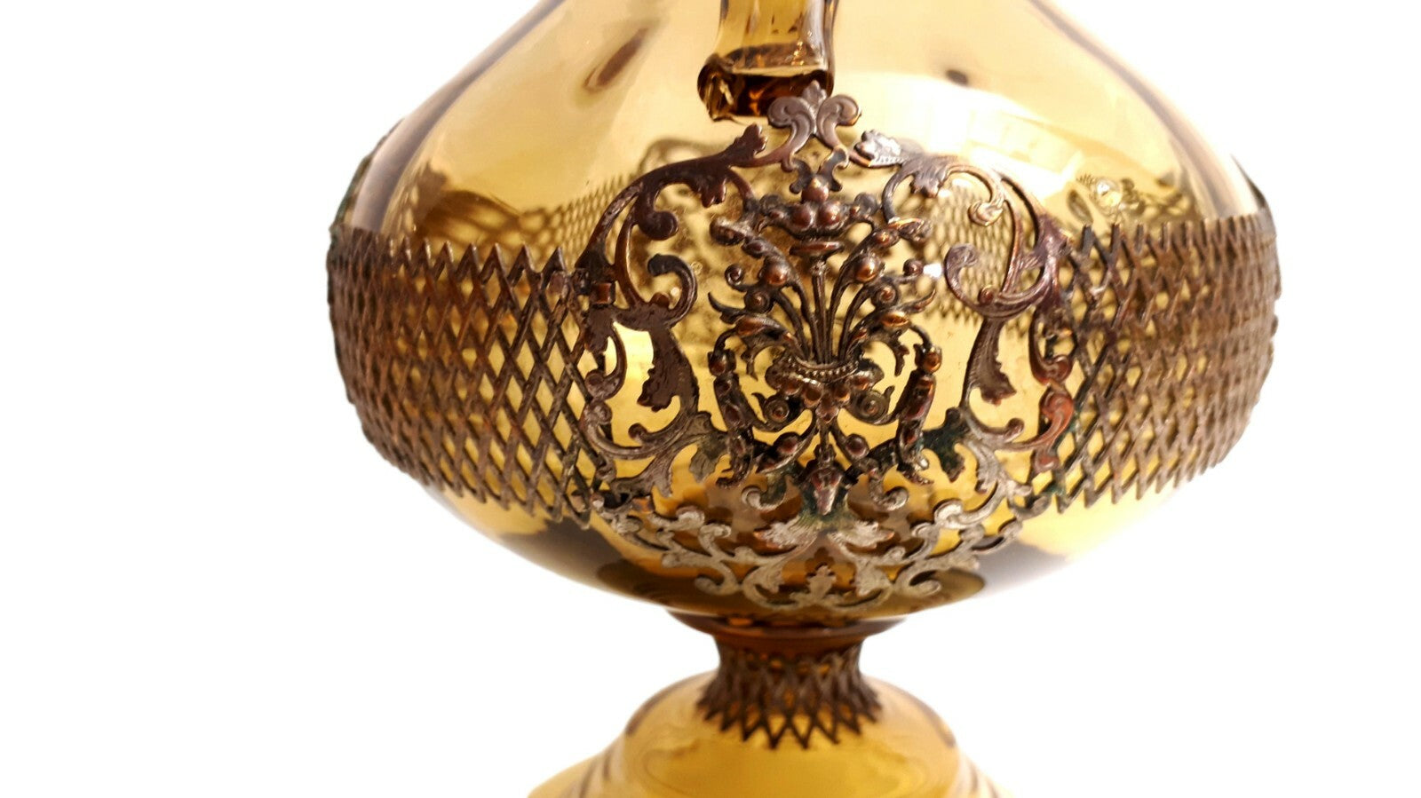 Karaffe - Glaskaraffe mit Metallmontierung - um 1880/90 - Heraldik Ornamente4