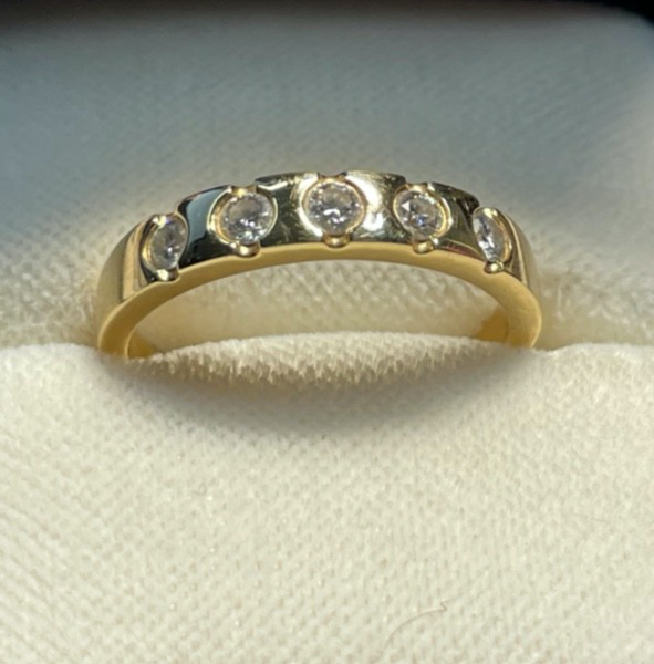 Solider massiver 750 Gold 18 K Ring 5 Brillanten 0,5ct. Ø 17,8 mm RG 56 Juwelier2