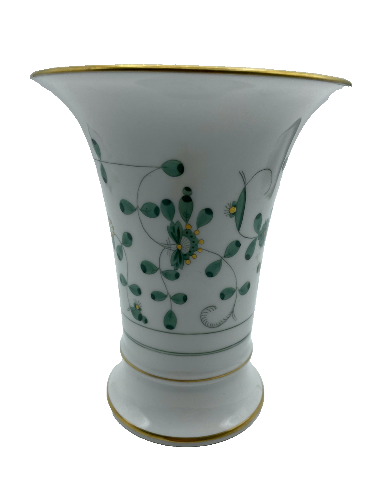Antik Meissen Porzellan Trichtervase Vase indisch grün H 14 cm  1A Zustand2