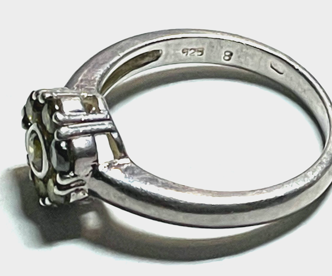 Solider 925 Silber Ring Silberring 7 x Peridot Handarbeit Ø 18 mm RG 57 gepfl.4