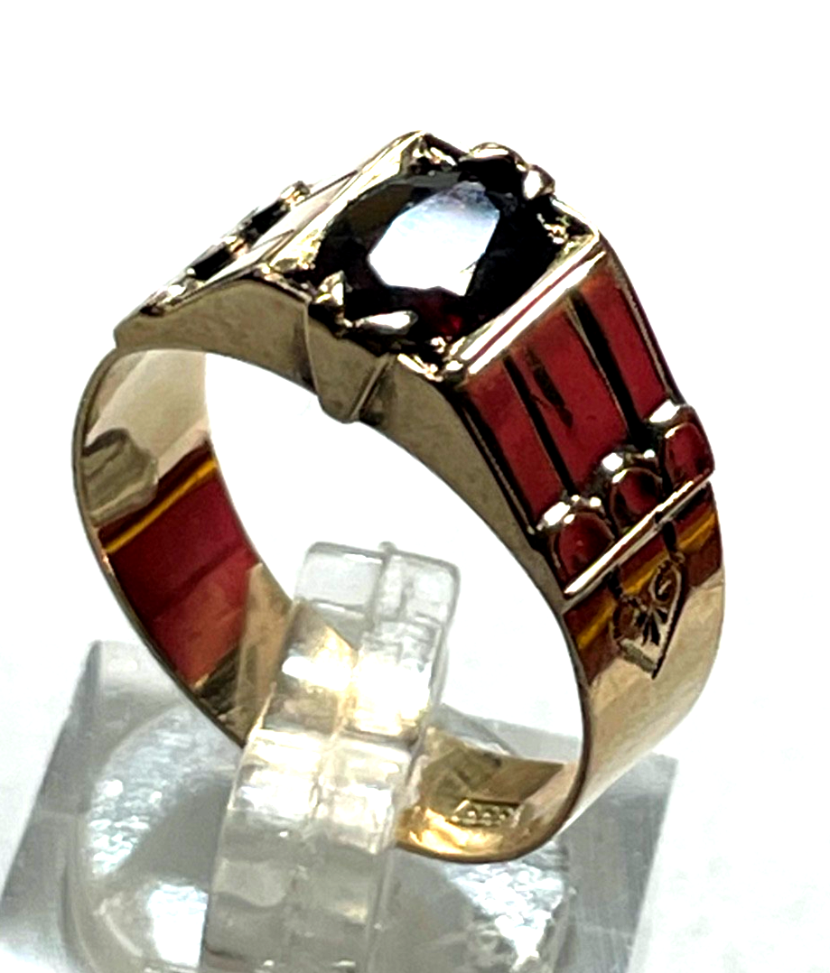 Aparter 333 Gold 8 K antik Ring Rotgold Granat RG 55 Ø 17,5 mm Juwelier8