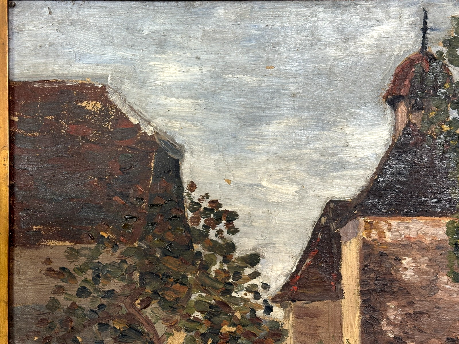 Öl auf Leinwand - Impressionismus - Kirche mit Zwiebelturm - gerahmt unsigniert1