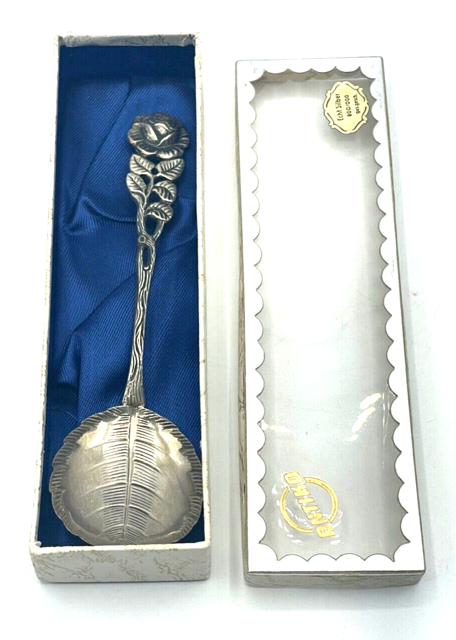 Antiko 800 Silber Rahmlöffel Sahnelöffel Hildesheimer Rose gepflegt 29,41 Gr.0