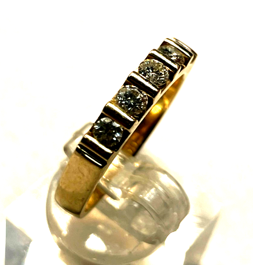 Solider massiver 585 Gold 14 K Ring 5 Brillanten 0,5ct. Ø 17,8 mm RG 56 Juwelier2
