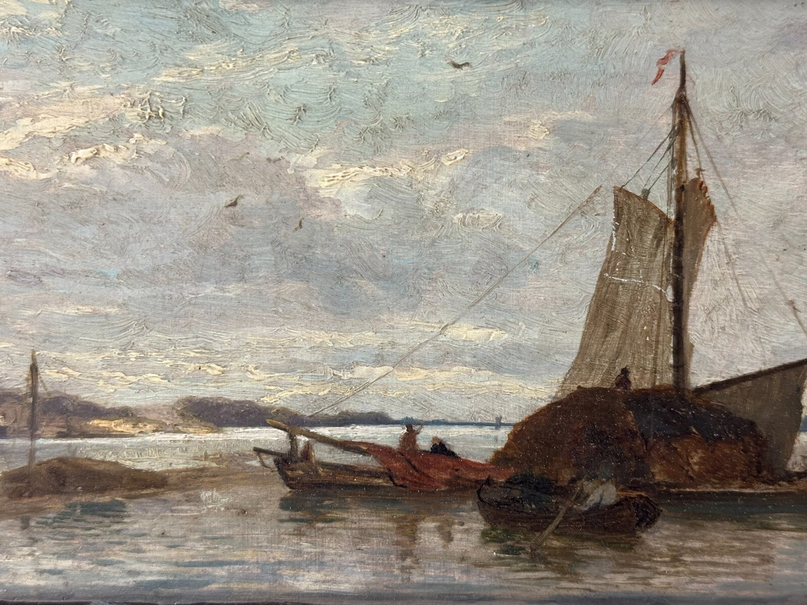 Öl auf Holzplatte - Blick auf Rotterdam um 1890/1900 - Gustav Schönleber - sign.2