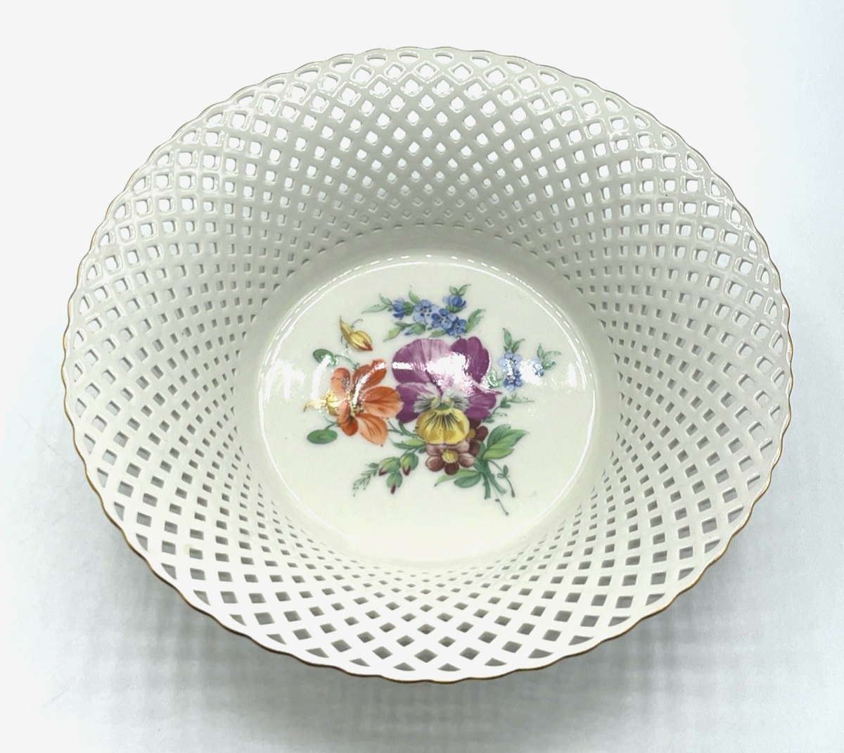 Antik KPM Porzellan Durchbruch Korbschale Anbietschale um 1900 top gepflegt0