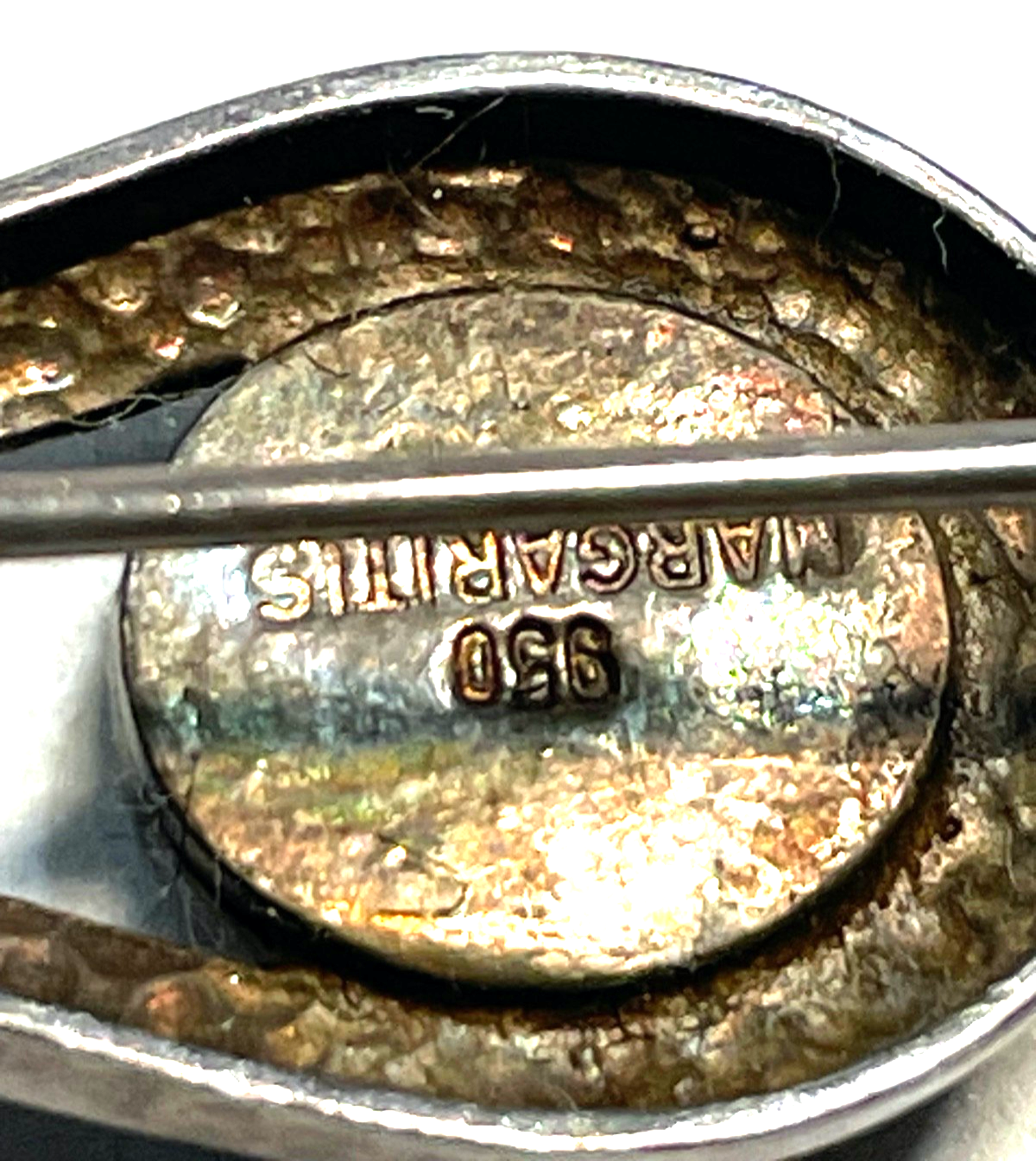 Vintage Margaritis 950 Silber Brosche Anstecknadel Shiva Auge Handarbeit gepfl.7