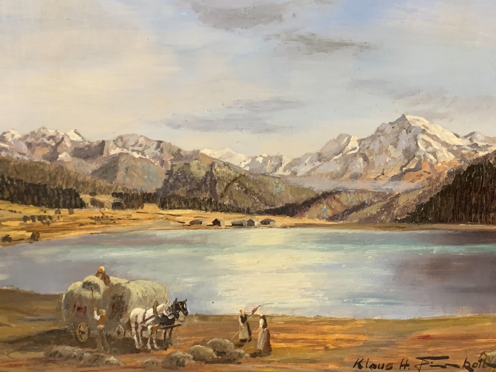 Klaus H. Fierenkothen - Heuernte - Öl auf Holzplatte - signiert gerahmt Gemälde1