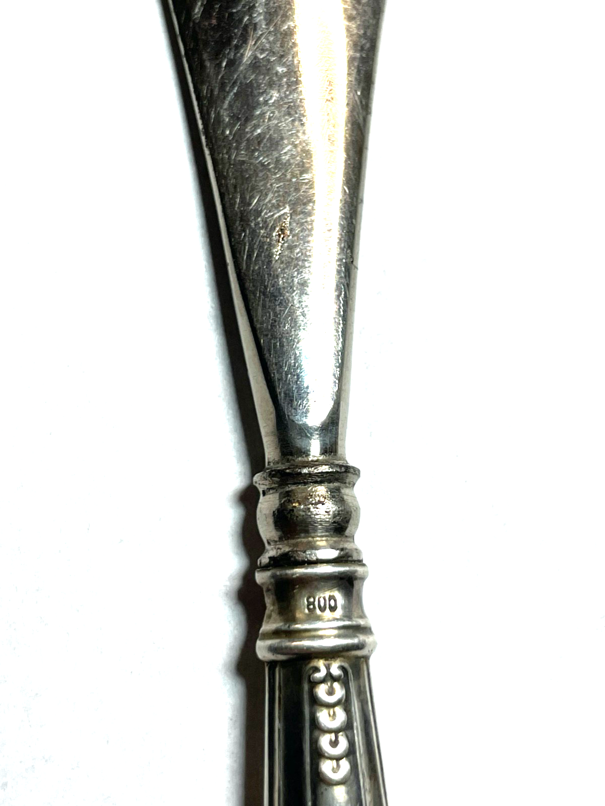 Antik Schuhlöffel Schuhanzieher 800 Silber Griff Stahl Löffel um 1910 L 19 cm6