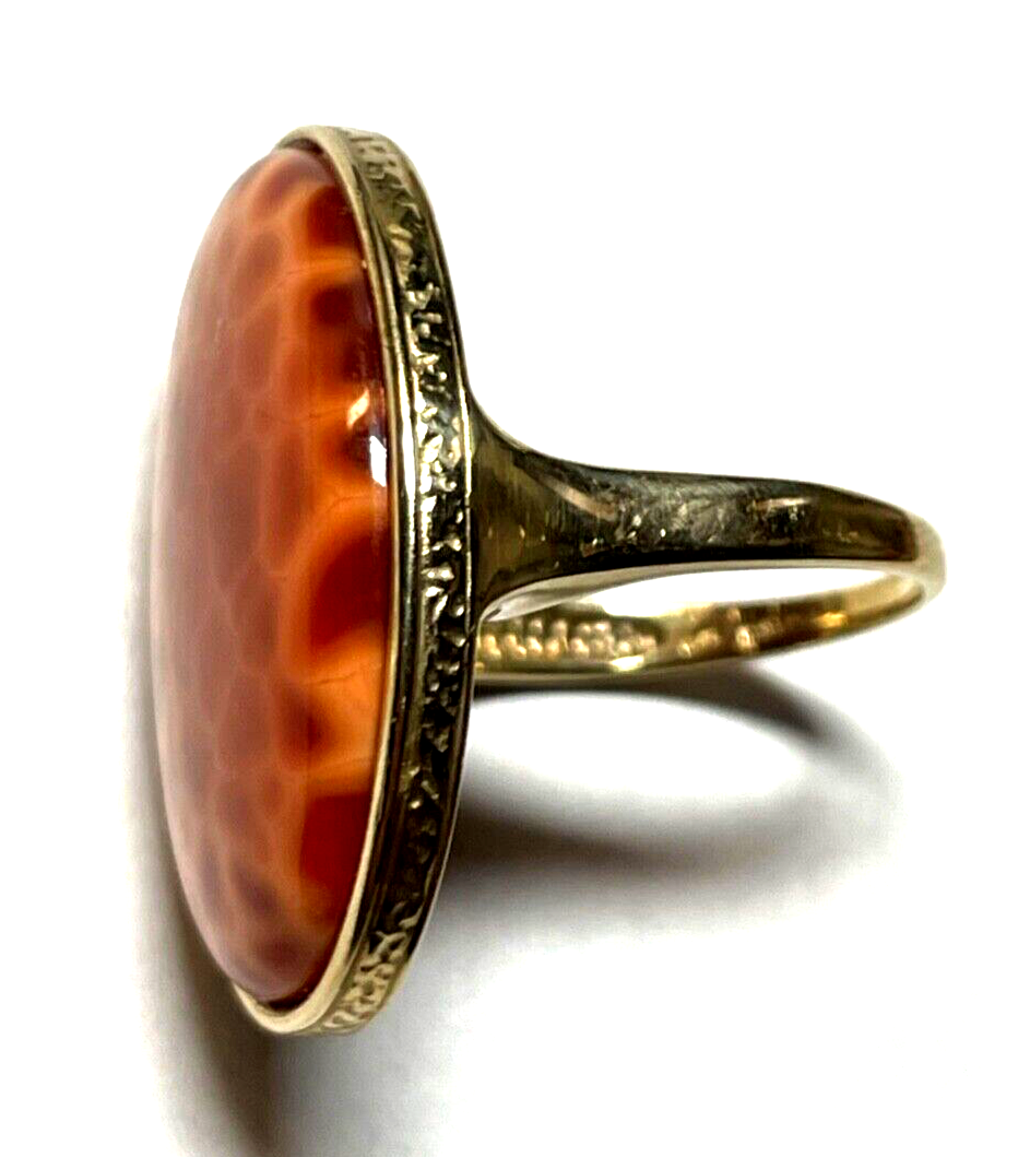 375 Gold 9 K Ring großer herrlicher Feuerachat RG 54 Juwelier solide Qualität8