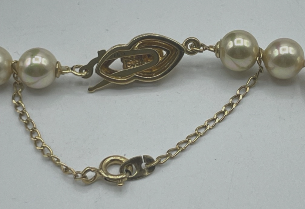 Mallorca Perlen Kette mit 925 Silber Schliesse vergoldet gepfl. L 50 cm Ø 7 mm4