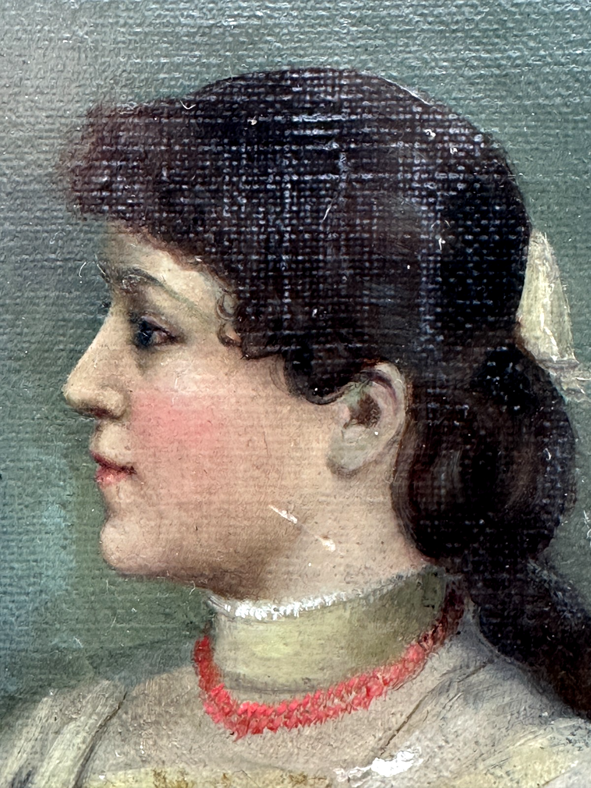 Damenporträt um 1880 – Öl auf Leinwand, gemalt von Martha Haensgen – bezeichnet2