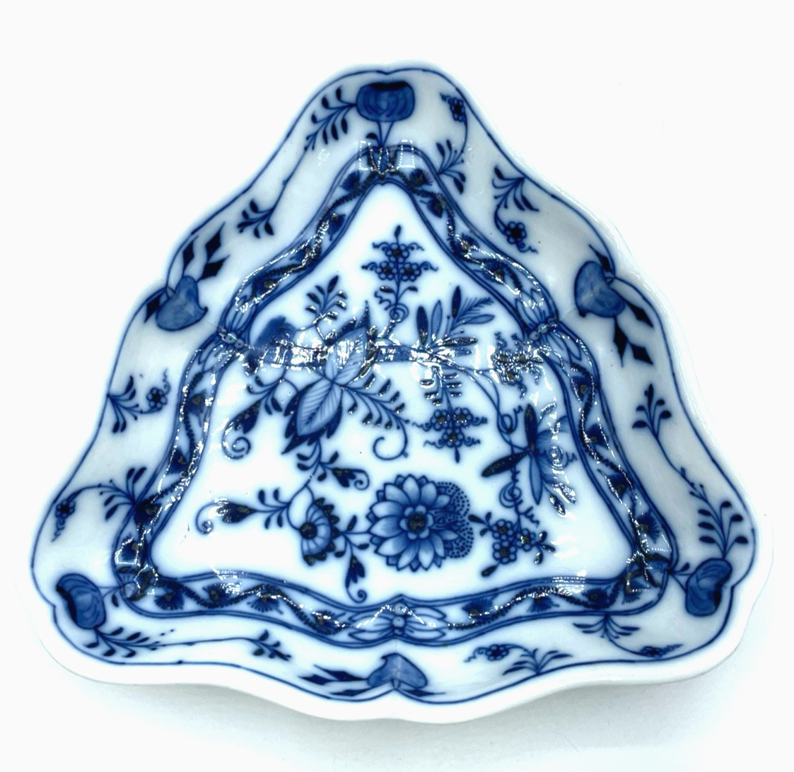 1 alte Teichert Porzellan Zwiebelmuster dreieckige Schale Salatschüssel gepflegt0