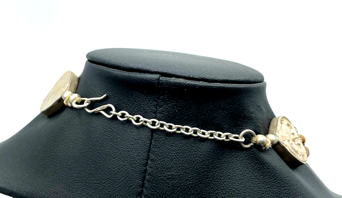 Attraktive 3 reihig Tigerauge Kette Ethno Style mit 925 Silber + Quaste L 51,5cm4