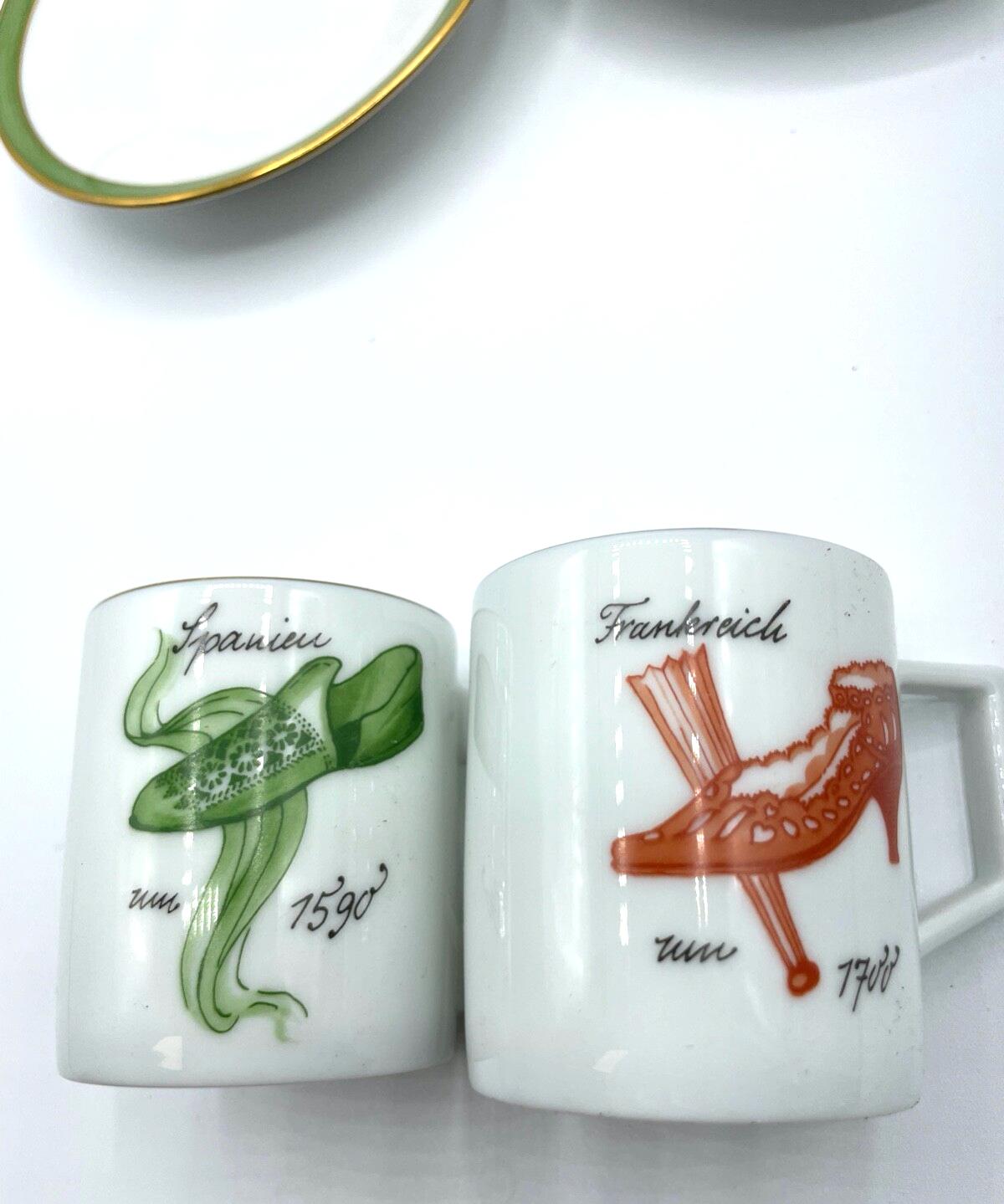 2x Espresso Tasse Höchst Porzellan lim. exkl. Salamander Schuhmoden Epochen7