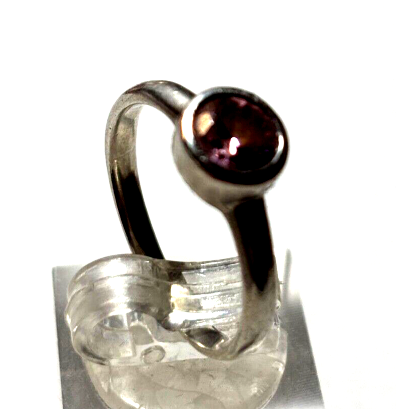 Silberring 925 Silber Ring mit rosa Farbstein Ø 17 mm RG 53 Handarbeit gepflegt2