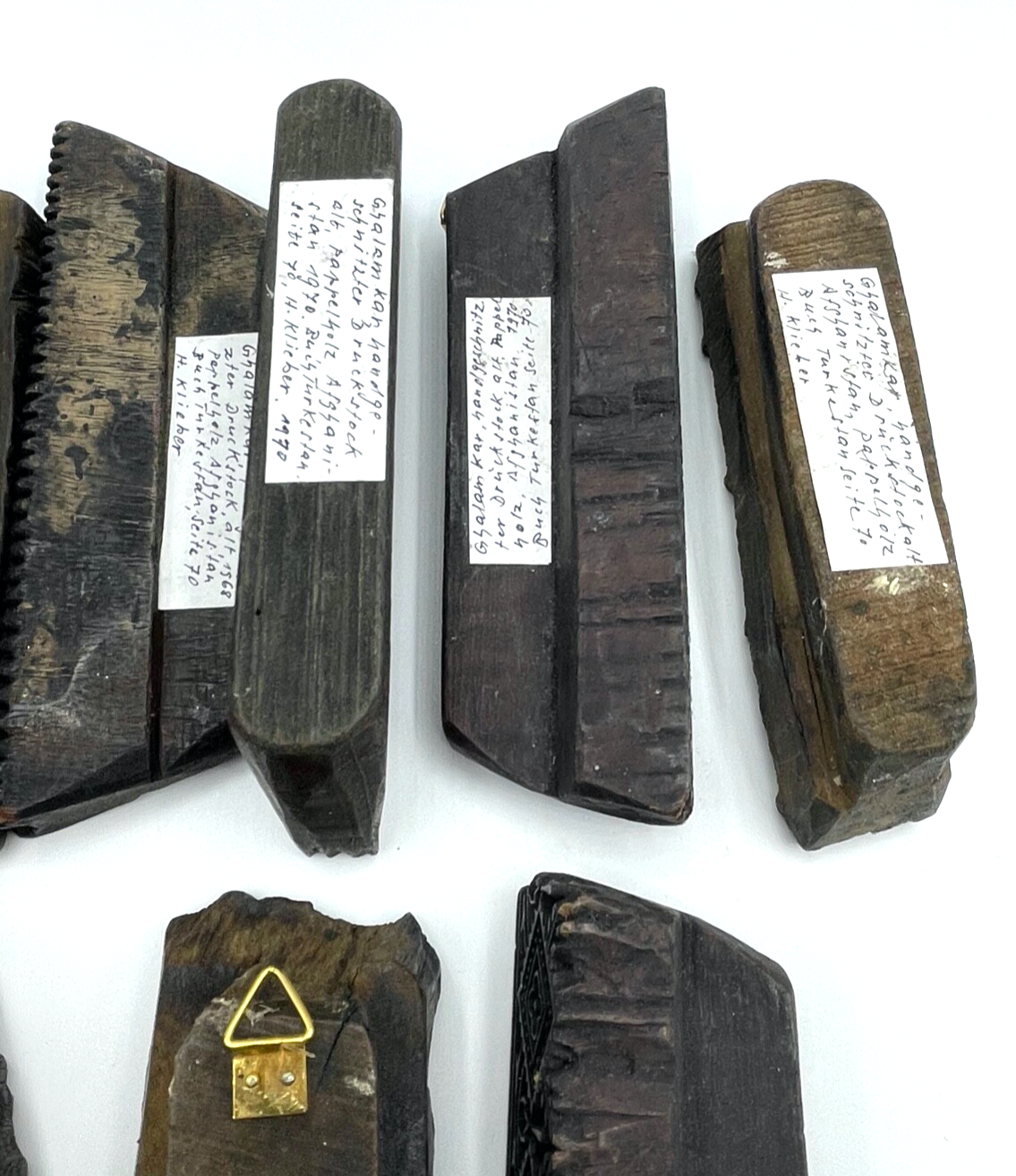 8x antik Druckstempel Druckstock Stoffstempel mit Provenienz aus Sammlung3