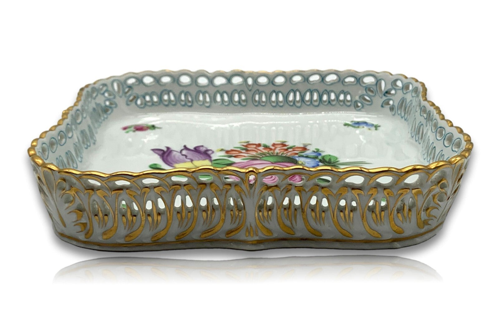 Herend Porzellan - Durchbruch Schale - 7510 BT Bouquet DE Tulipe  - Goldstaffage3
