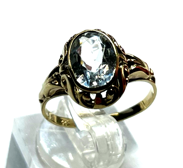 Antik 333 Gold 8 K Aquamarin Ring Ø 17,2 mm RG 54 Juwelier Qualität gepfl.3