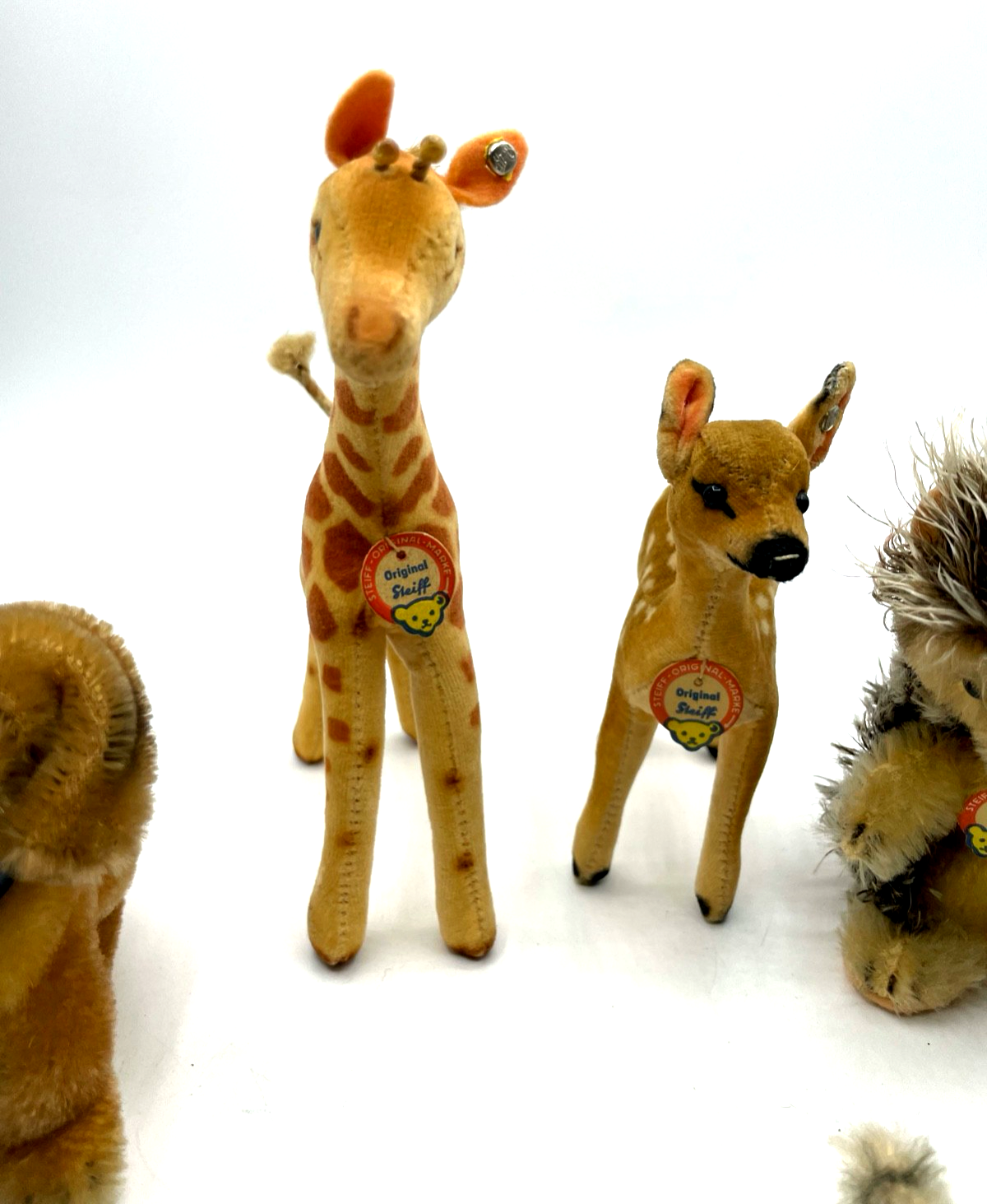 6 vintage Steiff Tiere mit Knopf Schild Glöckchen top gepflegtes Konvolut2