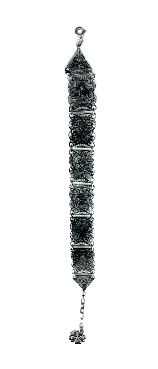 Antik 800 Silber Armband Filigransilber Handarbeit L 18 cm bis 20,5 cm B 17 mm4