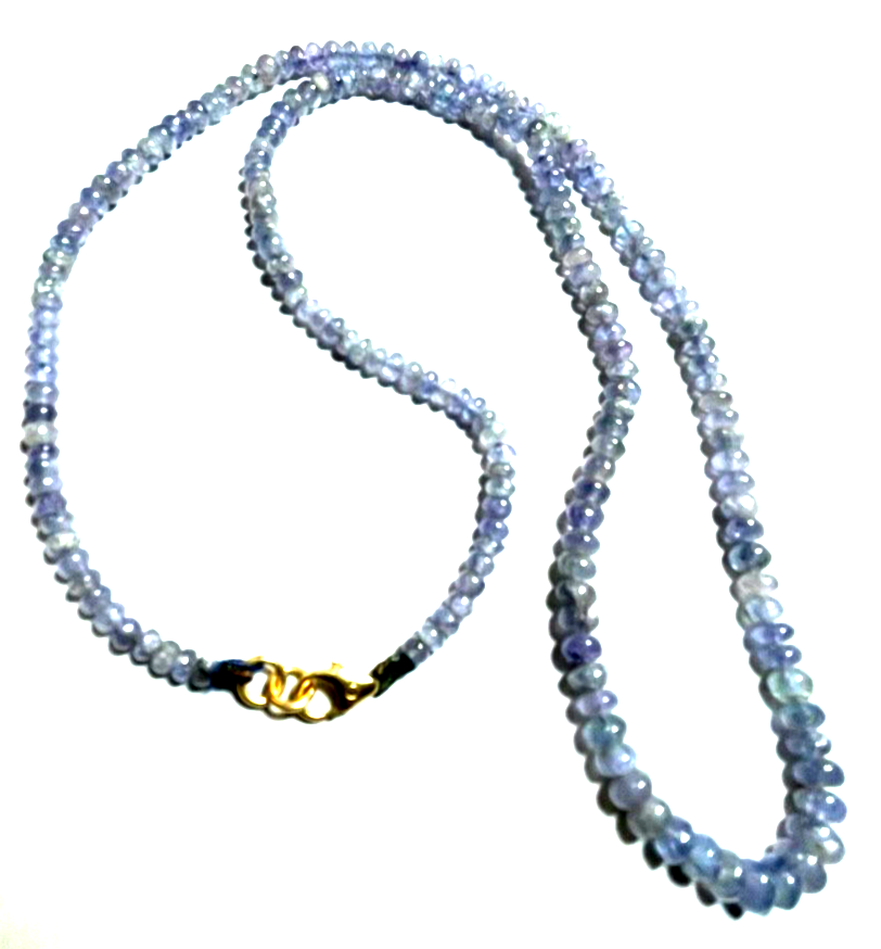polierte Perlen aus Tansanit Kette Collier 585 Gold Karabiner im Verlauf L 46cm2