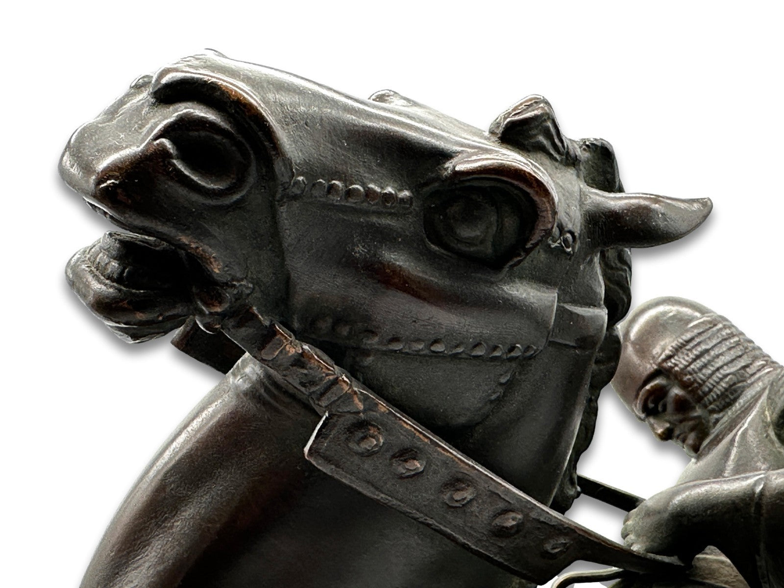 Große Bronze Skulptur - Hl. Georg tötet Drachen - um 1930 - auf Marmorsockel7