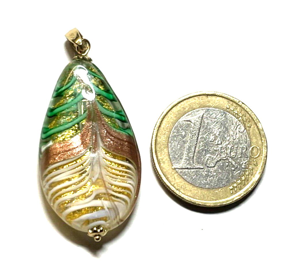 Edler 375 Gold 9 K Murano Glas Anhänger Juwelier Handarbeit gr. Amulett gepflegt4