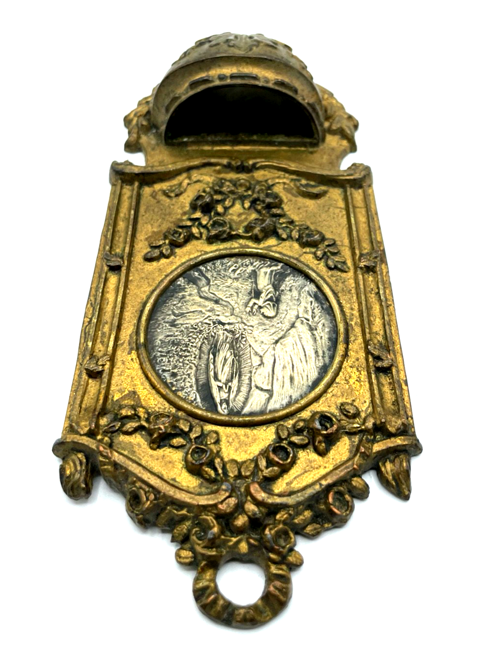 Antik Weihwasserkessel für Wand um 1880 Lourdes Pilger Souvenir Historismus6