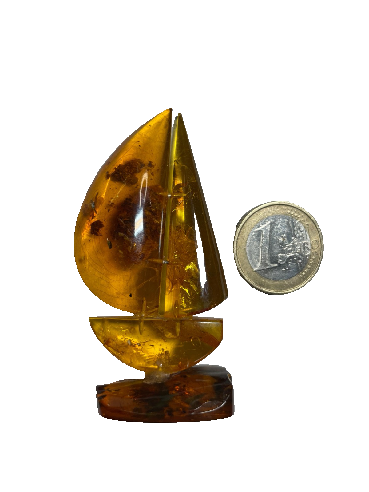 Antik figürliche Natur Bernstein Miniatur Segelschiff Handarbeit H 6,6 b 3,5 cm8