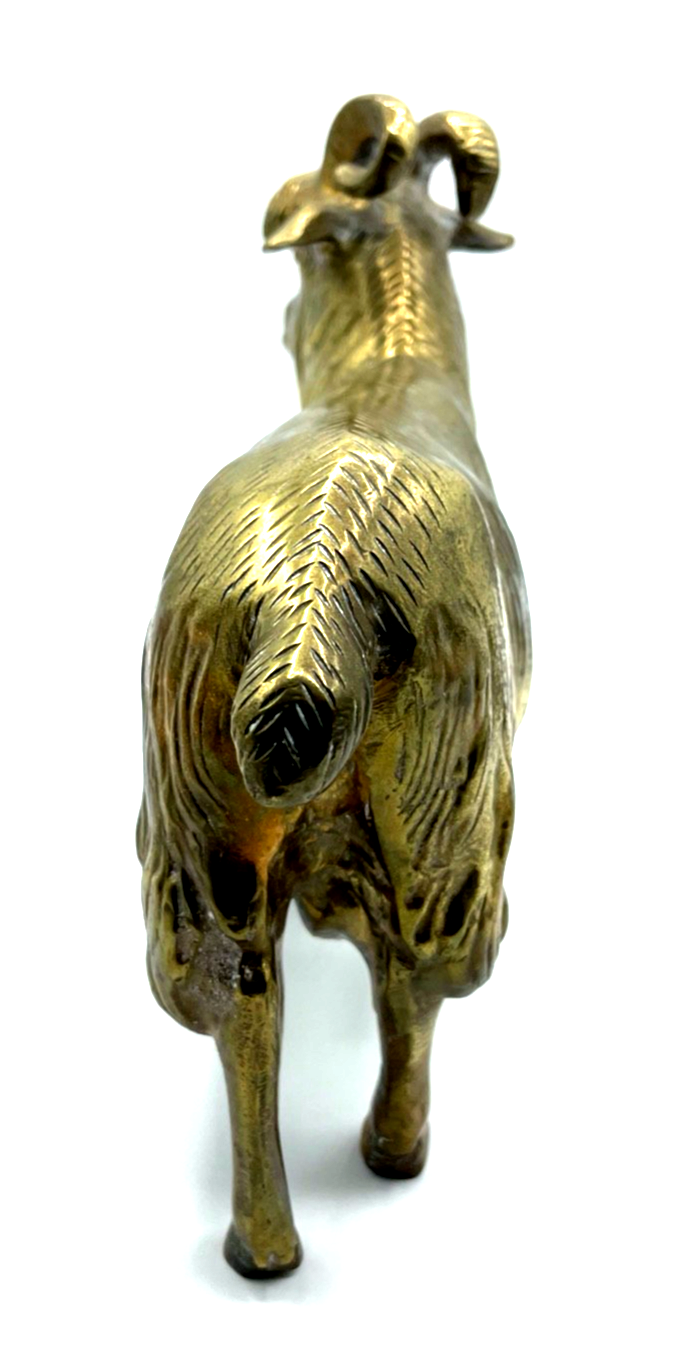 Gr. vintage Messing Bronze Tier Figur Ziege sehr dekorativ 2KG Ziegenbock H 19cm5