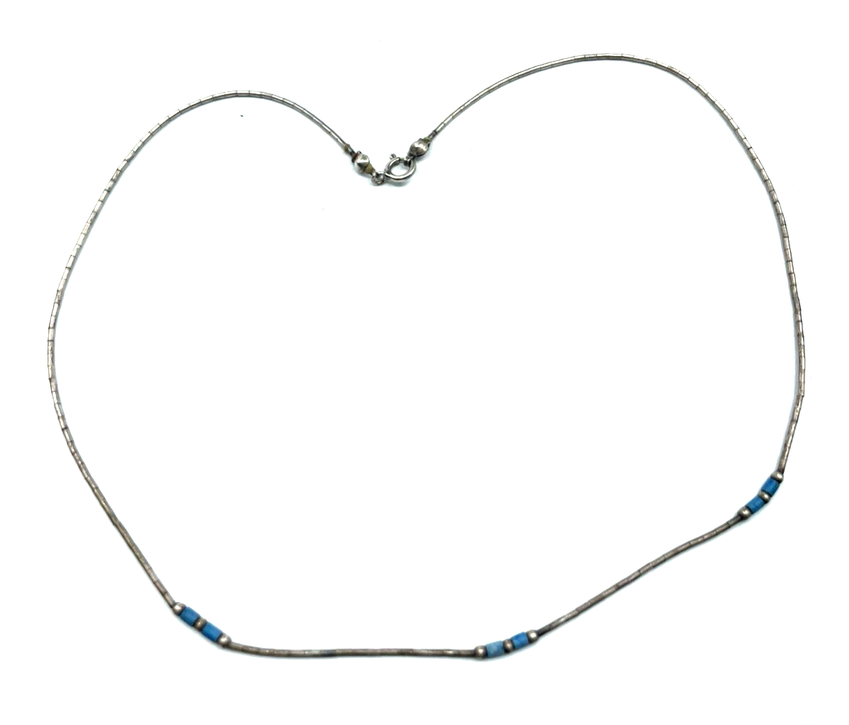 Vintage aparte Indianerschmuck Kette Collier 925 Sterling Türkis unisex L 41 cm2