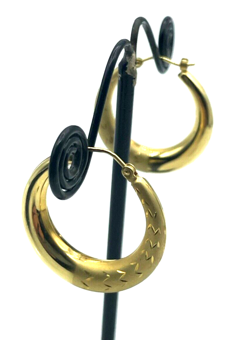 375 Gold 9 K Ohrringe Creolen 2 seitig tragbar Ø 25 mm B 5 mm Juwelier gepflegt0