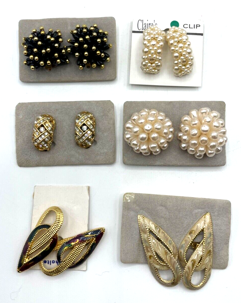 6 Paar ungetragen Ohrclips Clips vintage groß Statement Modeschmuck zeitlos chic1