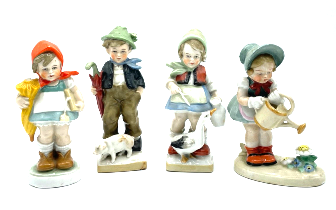 4 alte Kinder Porzellan Figuren Nippes um 1900 handbemalt allerliebst gepflegt0